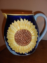 Sunflower pitcher 1986 by the Haldon Group, with original paper label, J... - $25.50