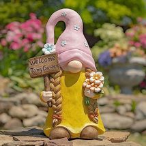 Zaer Ltd. Spring Garden Gnomes The Smallfries (Pink Hat and Welcome Sign) - £86.12 GBP