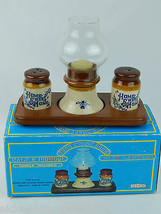 Vintage Home Sweet Home Salt Pepper Candle Holder Set ceramic cobalt croc style - £9.28 GBP