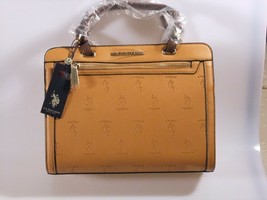 US Polo Association Embossed Logo Jackson Satchel Handbag Purse Camel NWT Gift - £31.96 GBP