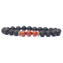 RB004 Lava Rock Bracelet with Amber - $19.79