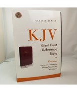 Holy Bible Large Print KJV Reference Ed Concordance Slip Burgundy Leathe... - £27.90 GBP