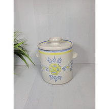 Vintage Amnion Algarve Blue Yellow Canister Hand Painted Clay Pottery - £32.49 GBP