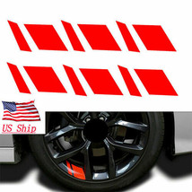 Car Wheel Rim Vinyl Decal Sticker 6X Reflective Car Red Accessories 16&quot;-21&quot; Us! - £12.10 GBP