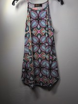 Renee C USA Women’s Size Medium Blue black Red geometric boho vintage Sh... - $21.78