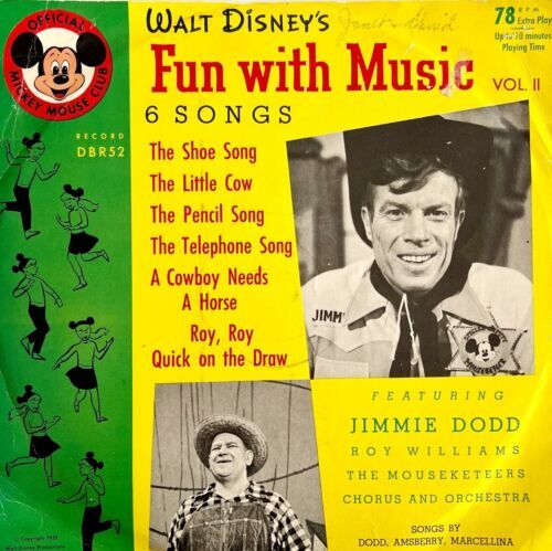 Primary image for Walt Disney 78 1955 Fun With Music Jimmie Dodd Mouseketeers 10" Record VRA1 