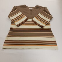 Vintage by Bogart of Texas Women's Beige/Brown Stripes Pullover Blouse Chest 42" image 11