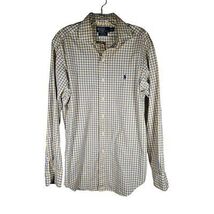 Ralph Lauren Polo Mens Polo Shirt Plaid Yellow Blue Logo Size Medium Sta... - $19.99