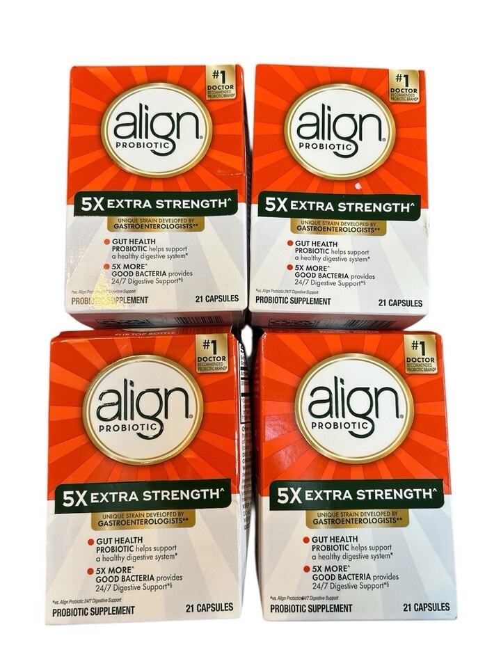 4 Boxes Align 5X Extra Strength Probiotic 21 Capsules/Box EXP 2027 DAMAG... - $74.25