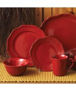 Vintage Red  Fluted 16 Piece Dinnerware Set For 4 - £279.77 GBP