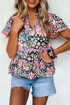 Pink Ricrac Floral Tiered Short Sleeve Blouse - $29.99