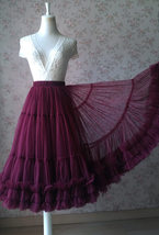 Burgundy Ballerina Tulle Skirt A-Line Layered Puffy Ballet Tulle Tutu Skirt image 5