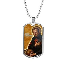 Express Your Love Gifts St. Camillus Catholic Saint Engraved 18k Gold Dog Tag Ne - £55.34 GBP