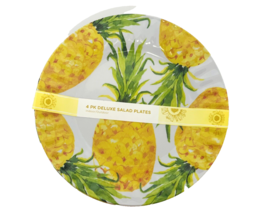 Pineapple Design Melamine 4 Pack Deluxe Salad Plates 8 Inch Diameter - £15.03 GBP