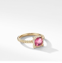 David Yurman Petite Chatelaine Pavé Bezel Ring in Gold with Pink Tourmaline - £1,254.87 GBP