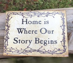 Primitive Wood Block   BJ-136B Home is Where Our Story Begins - Berry Vine - £3.09 GBP
