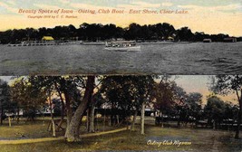 Outing Club Boat &amp; Wigwam East Shore Clear Lake Iowa 1910s postcard - £6.19 GBP