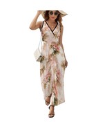 Mondxflaur Flower Floral Summer Dresses for Women V-neck Sleeveless Long... - $49.37 CAD+