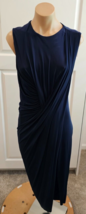 JASON WU COLLECTION Blue Sleeveless Ruched and Draped Jersey Midi Dress ... - $425.00