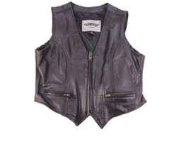 UNIK Premium Black Leather Full Zip Motorcycle Biker Vest Womens XXXL *** - £57.61 GBP
