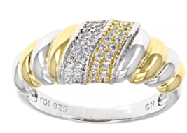 White Cz Rhodium 14K Yellow Gold Sterling Silver Ring Size 5 6 7 8 9 10 11 12 - $79.99