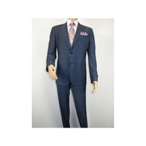 Men Suit BERLUSCONI Turkey 100% Soft Italian Wool Super 180's #Ber27 Navy Blue image 2