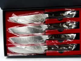 4 Pc - 67 Layers Damascus steak knife set by REBEX with Rosewood Handle ($300) - £137.02 GBP