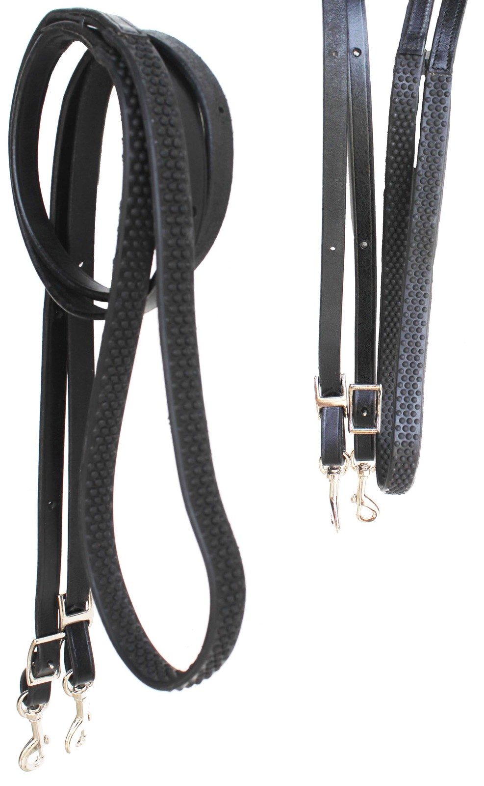 Horse Western 8&#39; Black Leather Rubber Grip Contest Barrel Reins Black 80... - $32.99