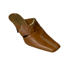 Sesto Meucci Shoes Heels Mules Smooth Leather Top Stitched Tan Women&#39;s Size 10N - £23.34 GBP