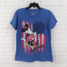 Disney T Shirt Womens XL Blue Short Sleeve Minnie Mouse All American Cre... - $15.99