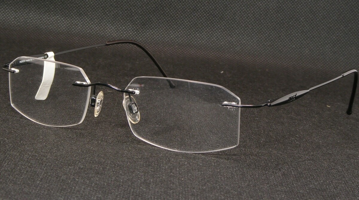 Gafas Rimless Negras RARAS INDEX Design 625 15 50-18-140mm Alemania - $58.40