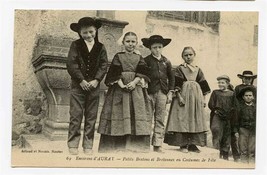 French Children Boys and Girls in Breton Costumes Postcard 1900&#39;s - £12.41 GBP