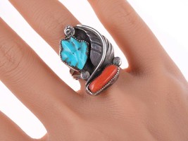 sz7.75 Felicita Eustace (1927-2016) Cochiti pueblo sterling carved turquoise and - £146.21 GBP