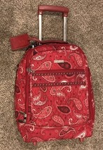 Vera Bradley  Mesa Red Paisley Carry-On Rolling Duffel Travel Bag Suitca... - $1,421.74 MXN