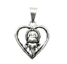 Forma Cuore Lord Ganesha Goffrato God 925 Pendente Argento Sterling - £22.86 GBP