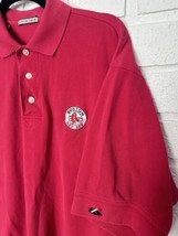 Vintage Boston Red Sox Polo Shirt Mens Medium American Flag On Sleeve Red  - £15.65 GBP