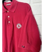 Vintage Boston Red Sox Polo Shirt Mens Medium American Flag On Sleeve Red  - £15.41 GBP