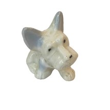 1950’s Scottish Terrier Scottie White Blue Dog Ceramic Figurine Miniatur... - $11.18