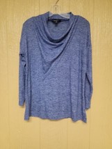 Simply Vera Verawang Sweater Blue sz PM Lightweight Faux Cross Wrap - £16.89 GBP