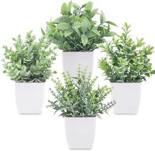 4 Pack Mini Artificial Green Plants in Pots for Home Office Bathroom - $20.49