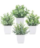 4 Pack Mini Artificial Green Plants in Pots for Home Office Bathroom - $20.49