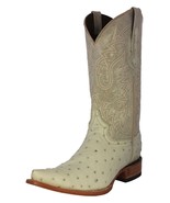 Mens Off White Ostrich Quill  Pattern Leather Western Wear Cowboy Boots ... - £87.86 GBP