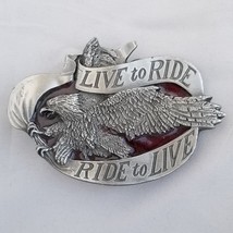 Vintage Belt Buckle 1981 Live To Ride Ride To Live Motorcycle Rider Bergamot USA - $31.25