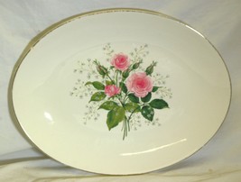 Oval Serving Platter Pink Roses - £19.34 GBP