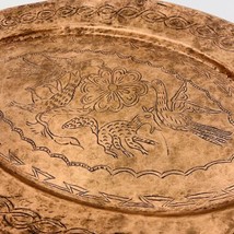 Decorative Copper Platter Southwestern Folk Art Etched Hammered Birds Co... - £50.83 GBP