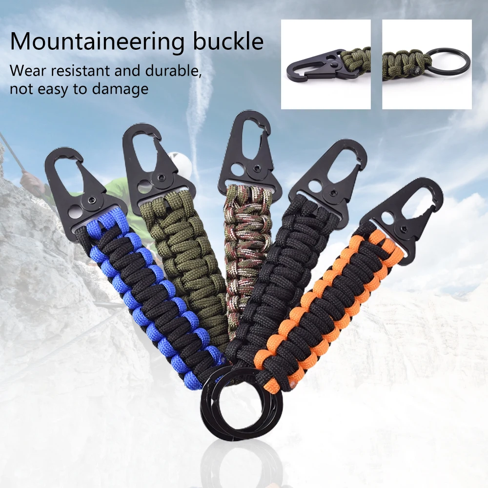 1pc Carabiner Paracord Cord Rope Keychain Clip Backpack Hanging Hook Camping - £7.65 GBP