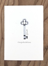 Silver Glitter and Black Congratulations Key Greeting Card - £7.92 GBP