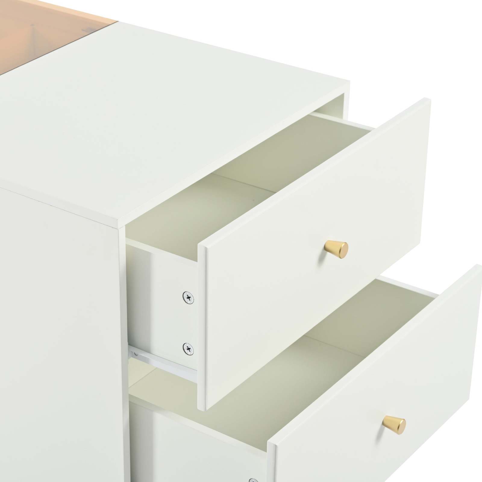 Modern Luxury Island Vanity Dresser Storage Cabinet Glass Top 6 Drawers Item image 12
