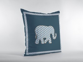 16 Spruce Blue Elephant Zippered Suede Throw Pillow - £49.60 GBP