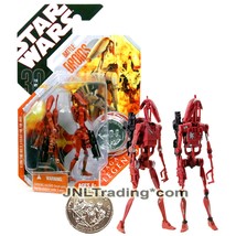 Year 2007 Star Wars 30th Anniversary Figure Variant Red BATTLE DROIDS with Coin - £31.92 GBP